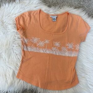 Vintage Abercrombie & Fitch Orange Y2K Palm Tree Baby Tee
